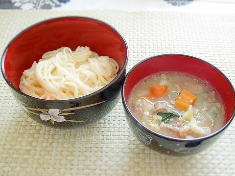 味噌わかめスープDe肉野菜味噌スープつけめん